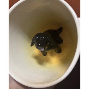 Spademan Pottery Ceramic Coffee Mug Black Lab Dog Figure Inside Peek A Boo Cup